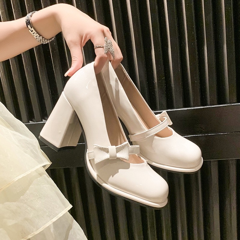 Giày Cao Gót 7 Phân Nữ Nơ Cạnh Chất Da Mềm Cao Cấp Loại 1 Chuẩn Phom