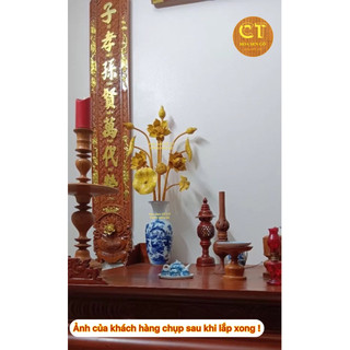 🌺 Hoa Sen Gỗ Mít Cắm Bình Sứ 🌼