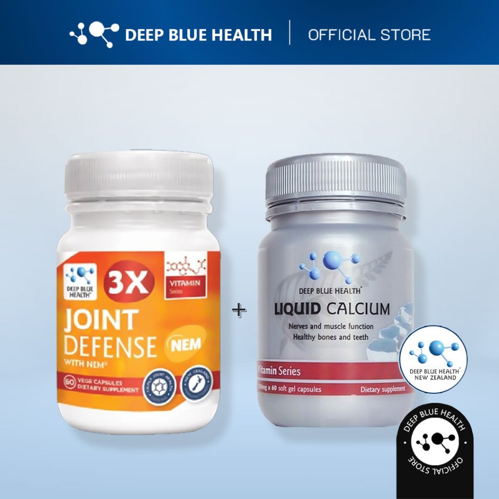 Bộ Đôi Bổ Xương Khớp: Deep Blue Health Liquid Calcium Và Deep Blue Health 3x Joint Defense With NEM