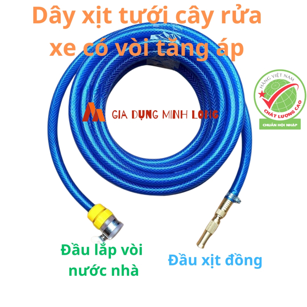 Vòi xịt rửa xe tăng áp-vòi tưới cây 2m - 30m dây phi 14 vòi xịt gia đình các chế độ phun ,lắp cho vòi nước nhà tiện dụng