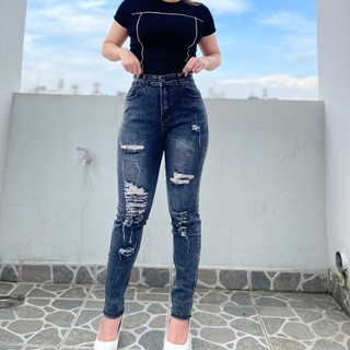 QUẦN JEAN DÀI BIG SIZE MÀU XÁM CHUỘT RÁCH KIỂU LƯNG CAO CO DÃN MẠNH 2883