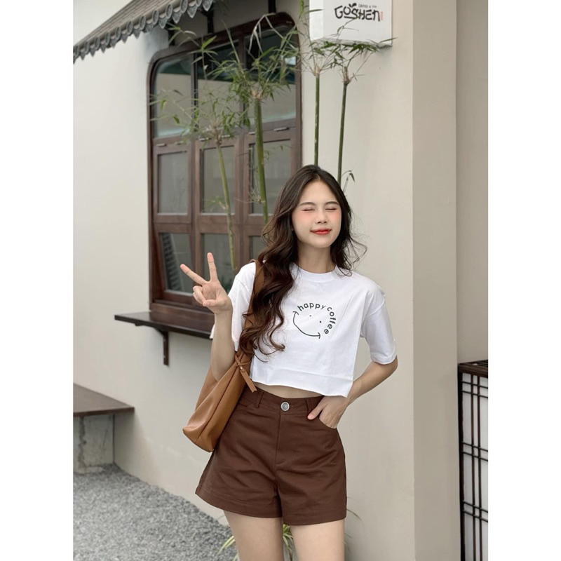 Áo Thun Crop - happy coffee