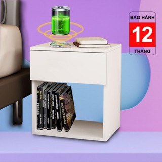 Tab đầu giường gỗ sạc không dây tủ đầu giường thông minh bàn decor phòng ngủ tap nhỏ kệ mini có khóa tròn Bàn Ghế TopV