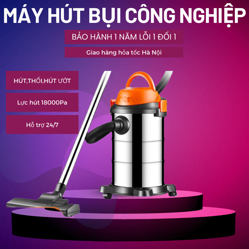 Máy hút bụi công nghiệp, máy hút bụi gia đình công suất lớn dung tích lớn, 3 chế độ hút khô hút ướt thổi