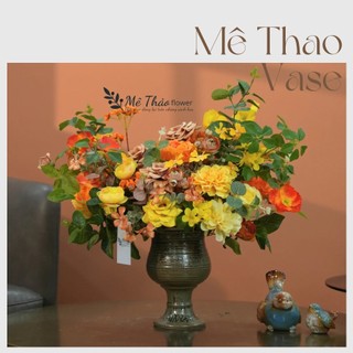 (Ảnh shop chụp) Bình Hoa Giả Tone Hồng Trang Trí Nhà Cửa, Decor Phòng Khách Chất Liệu Lụa Cao Cấp Mê Thảo Flower