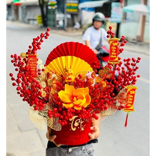Combo bình hoa đào đông trưng tết về tự cắm