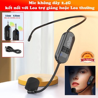  Mic không dây 2.4G kết nối với Loa trợ giảng hoặc Loa thường làm MC chương trình 