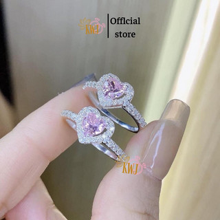  Nhẫn nữ Bạc hình tim đính đá KWJ đá màu 