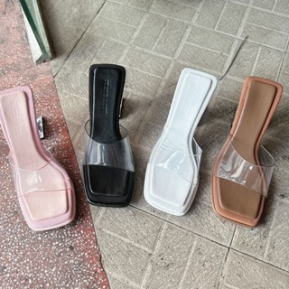 Giày cao gót quai mica đế thủy tinh cao 7 phân
