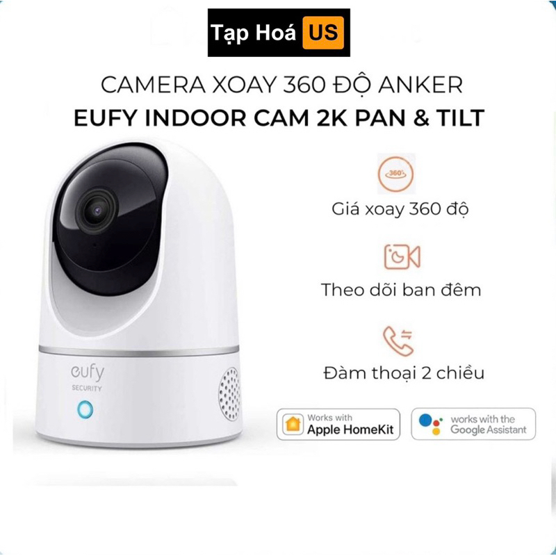 Camera xoay 360 độ eufy Security Indoor Cam 2K Pan & Tilt ( T8410 )