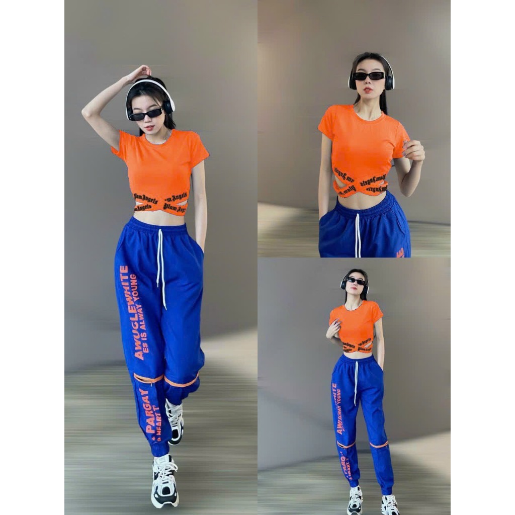 Bộ thể thao nữ , quần chất gió áo vải thun lạnh thể thao, tập zumba, gym yoga aerobic