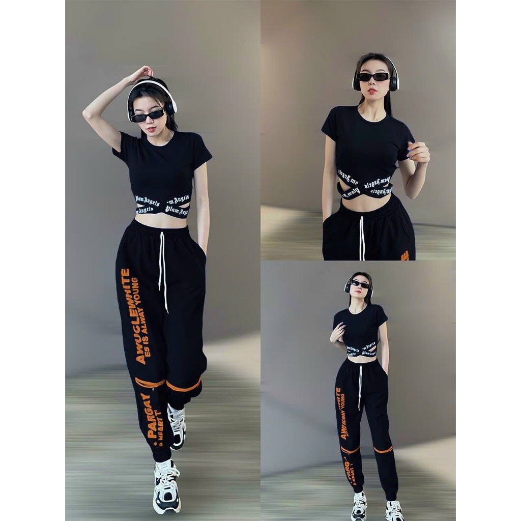 Bộ thể thao nữ , quần chất gió áo vải thun lạnh thể thao, tập zumba, gym yoga aerobic