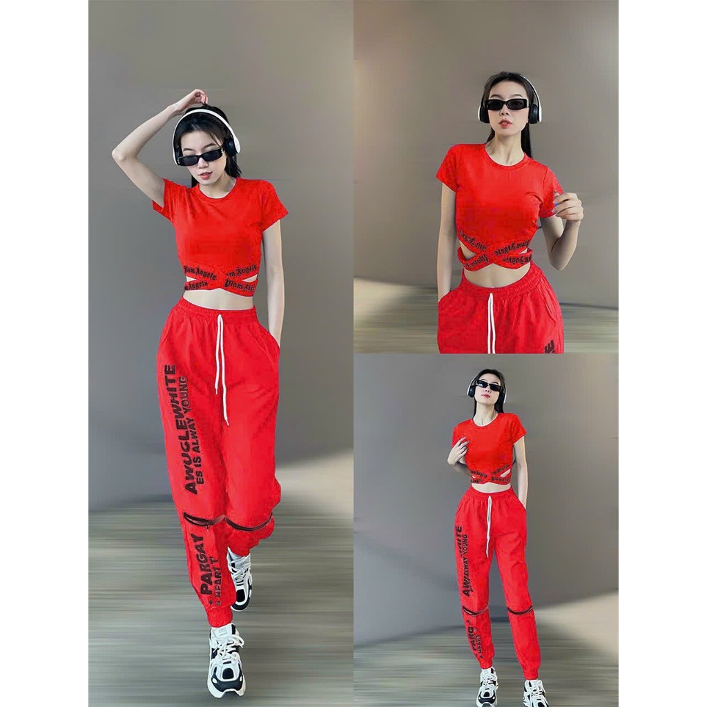 Bộ thể thao nữ , quần chất gió áo vải thun lạnh thể thao, tập zumba, gym yoga aerobic