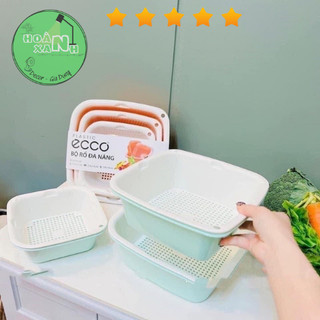 Bộ rổ nhựa 6 món kèm chậu ecoco - bộ rổ việt nhật cao cấp hx42