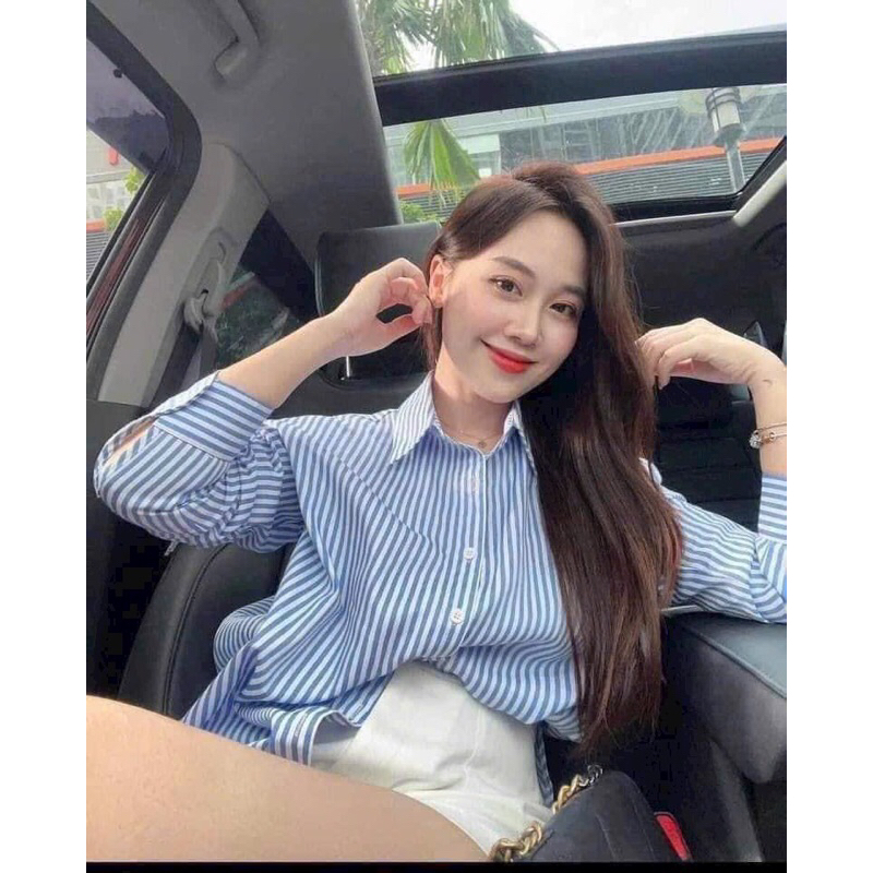 Maihuong⚡️ÁO SƠ MI KẺ XANH ZRF CHO NỮ GIÁ TỐ- neww
