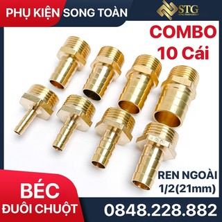 Béc đuôi chuột ren ngoài 21 , đầu nối ren ngoài phi 21 đuôi cắm ống 6 8 10 12 14 16 18 20mm