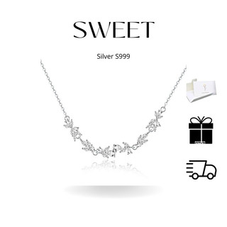 Dây chuyền lắc tay 100% bạc s999 đính đá -sweet