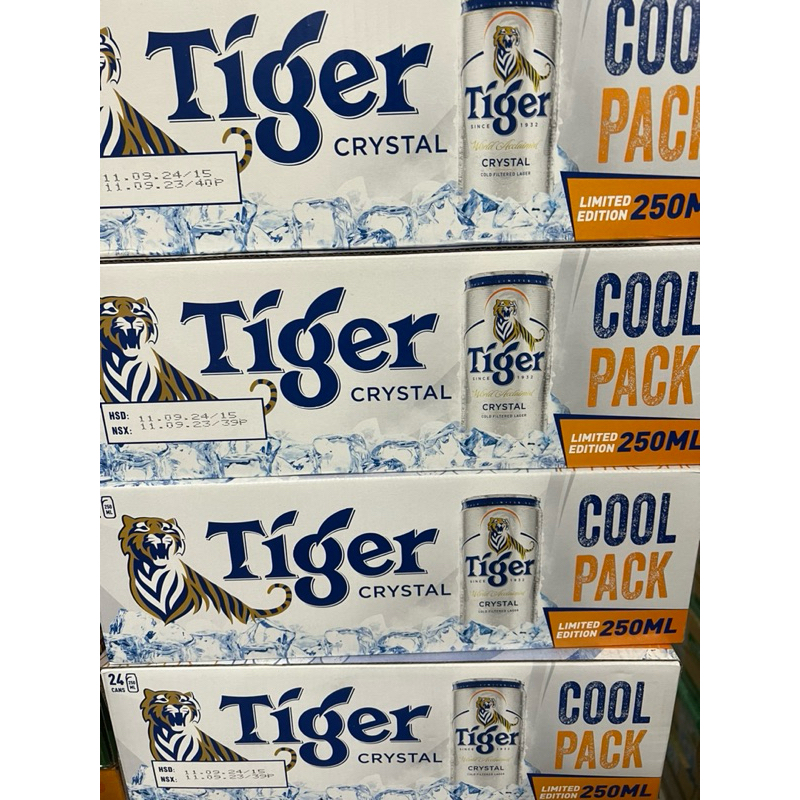 Hoả tốc - Thùng 24 Lon bia Tiger Crystal Cool Pack lon 250 ml