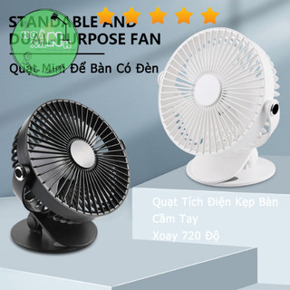 Quạt mini kẹp bàn - quạt kẹp bàn xoay 360 độ, quạt kẹp xe đẩy cho bé pin 2000mah