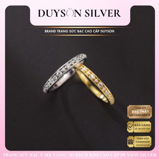 Nhẫn bạc Ý 925 nữ mạ vàng cao cấp 1 hàng đá, nhẫn nữ mạ vàng trắng cao cấp [NXK41]