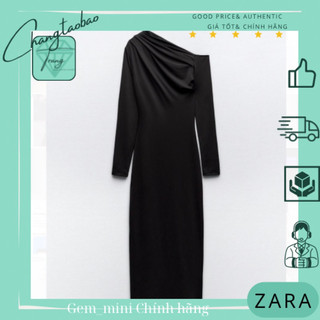 Zara Auth Đầm đen dài trễ vai size M sang trọng đi tiệc