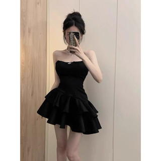 Đầm cúp đen 2 tầng
