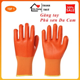 Bịch Găng tay phủ sơn 2 mặt màu cam loại dày cao cấp