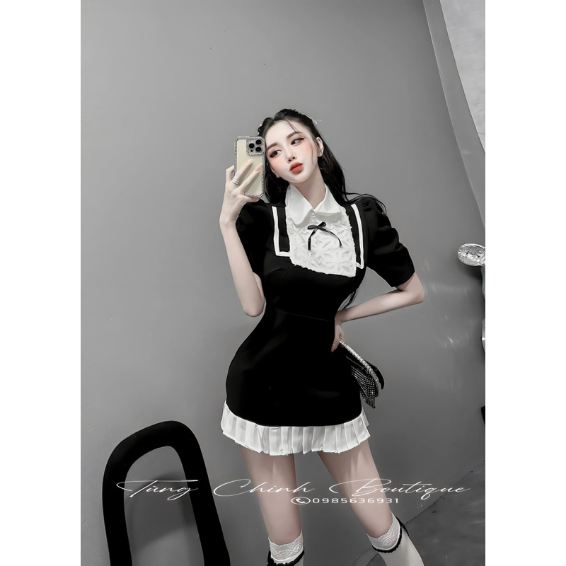 Váy cổ sen đính nơ hàng loại 1