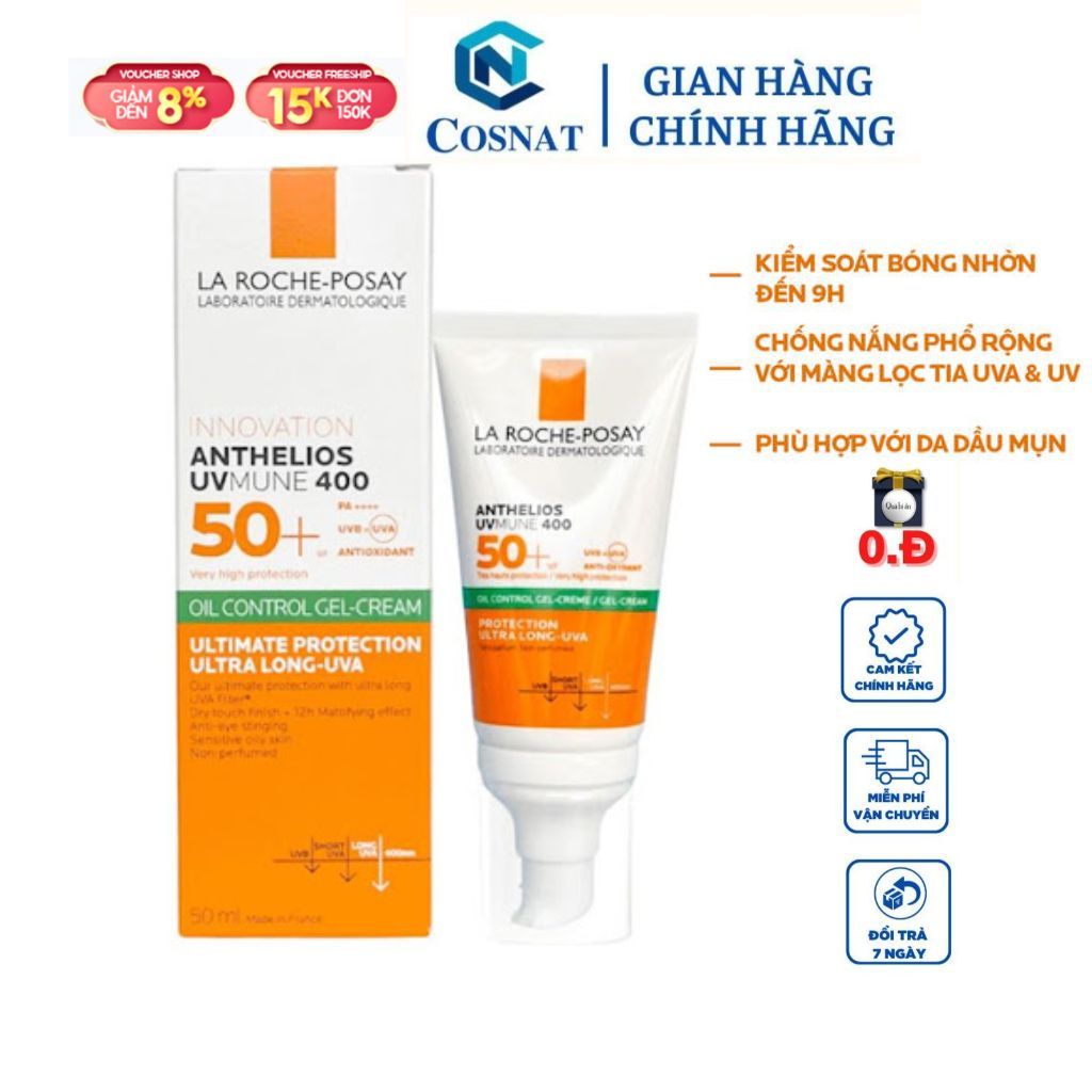 Kem Chống Nắng La Roche-Posay Kiểm Soát Dầu SPF50+ 50ml Anthelios Anti-Shine Gel-Cream