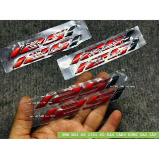 Tem nổi số 125i đỏ cao cấp dán cánh bững