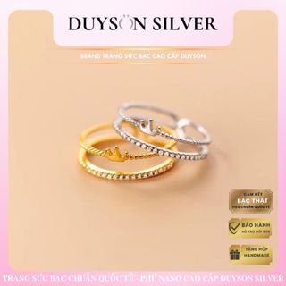 Nhẫn bạc nữ vương miện Crown 2 hàng bạc 925 DUYSON SILVER [NFKX10]