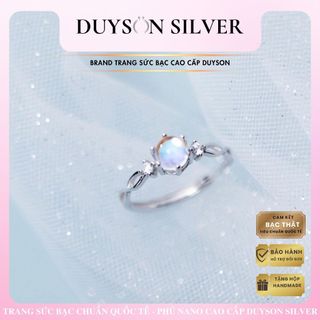 Nhẫn bạc nữ đính đá Moonstone hợp phong thủy không kị mệnh, Nhẫn bạc 925 chỉnh size dễ dàng DUYSON SILVER [NFXK8-KX]