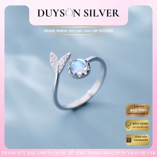 Nhẫn bạc nữ cá voi xanh đính đá xanh Aqua Nhẫn bạc 925 cao cấp DUYSON SILVER [NFXK15-KX]
