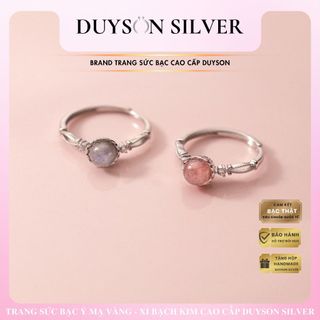 Nhẫn bạc nữ, nhẫn nữ bạc Ý 925 đá Moonstone Hồng dâu tây hợp phong thủy không kị mệnh DUYSON SILVER [NFXK1]