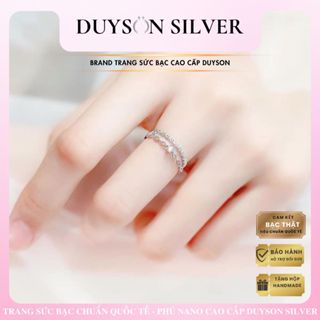 Nhẫn bạc nữ DUYSON SILVER, nhẫn nữ bạc 925 Jenna hai hàng đính đá dễ dàng chỉnh size [NFKX4]