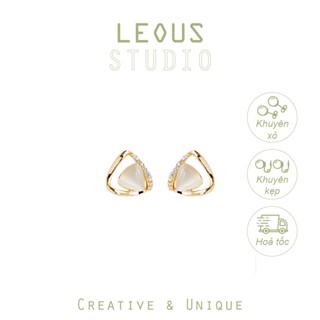 Khuyên tai kẹp không bấm lỗ chốt cố định K236 bằng hợp kim mạ vàng hình tam giác dáng ngắn Leous Accessories