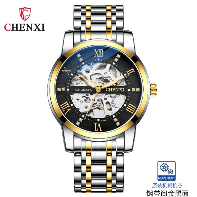 Đồng hồ cơ Nam Chenxi chính hãng ( CX-8802 Dây Kim Loại )
