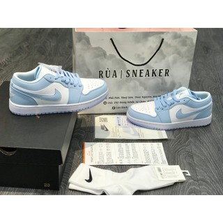 Siêu phẩm giày thể thao sneaker j/d 1 low aluminum trắng xanh nhạt thấp cổ cao cấp ảnh thật+tặng tất