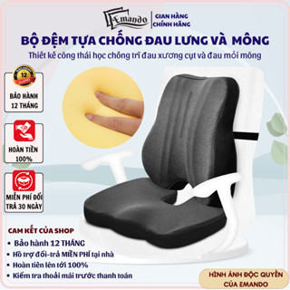 Bộ gối tựa lưng và đệm lót mông ghế văn phòng EMANDO  thiết kế công thái học chống trĩ, đau mỏi lưng mông