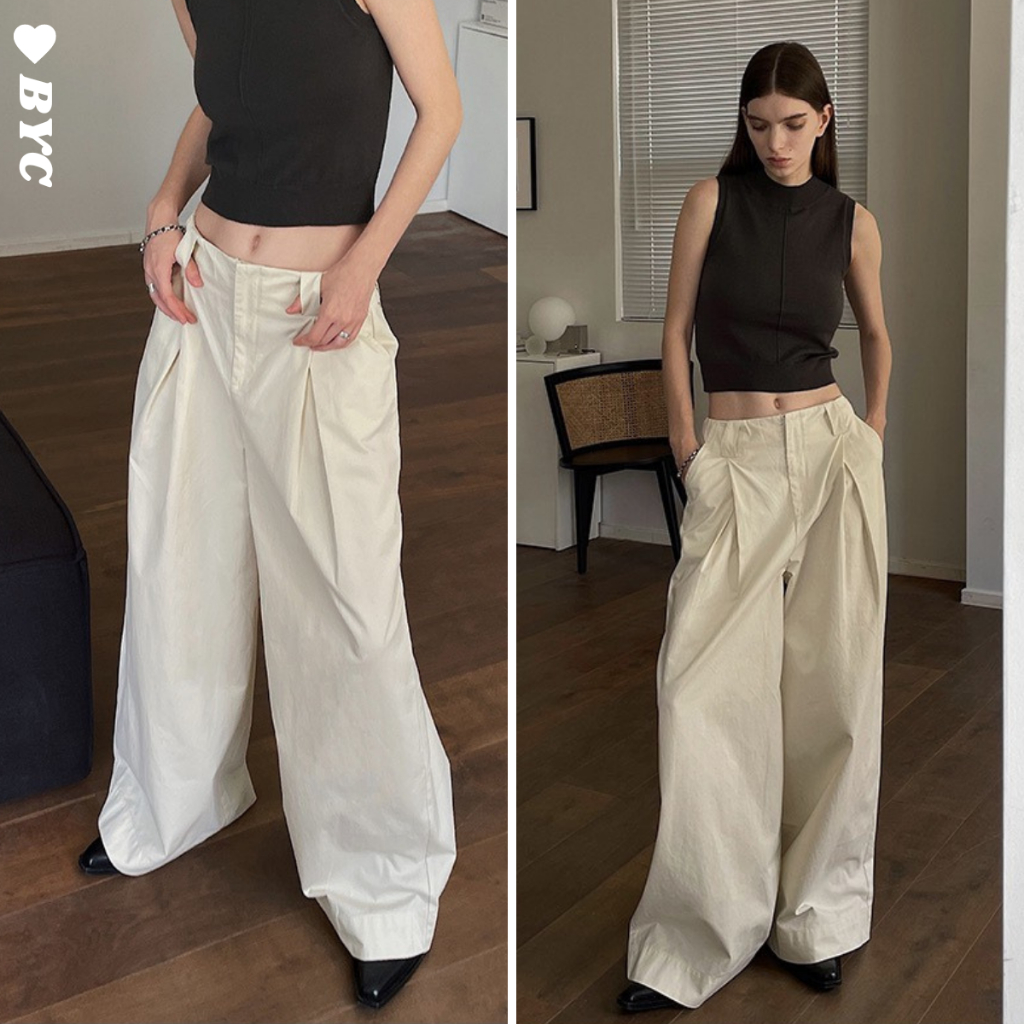 Quần Kaki Ống Rộng 𝑩𝒚𝒄𝒂𝒎𝒄𝒂𝒎 Basic Cạp Trễ Phong Cách Châu Âu QTD037 | BigBuy360 - bigbuy360.vn