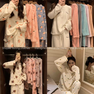 Bộ ngủ bông mặc ở nhà nhiều mẫu siêu ấm, đồ bộ lông pyjama Quảng Châu