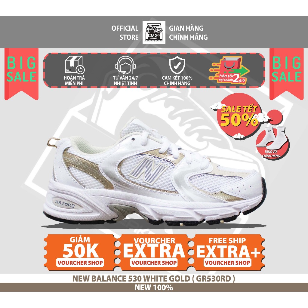 Giày 𝐍𝐞𝐰 𝐁𝐚𝐥𝐚𝐧𝐜𝐞 530 WHITE GOLD  - AUTHENTIC 100%