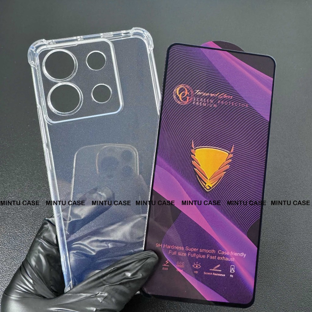 Ốp lưng và cường lực Redmi Note 13 Pro 4G / 5G - Loại trong suốt chống sốc TSCS