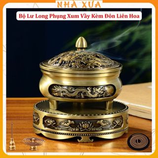  Lư Xông Trầm Hương Long Phụng Xum Vầy Và Đế Đôn Kê Lư Liên Hoa - Phong Thủy - Thác Khói Trầm Hương 