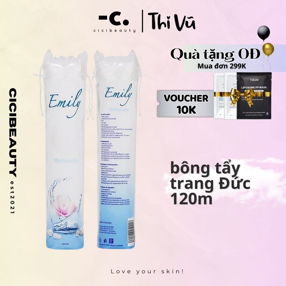 Bông tẩy trang Emily Đức mềm mịn loại 120 miếng