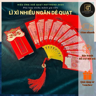 Lì xì xoè quạt Tết Ất Tỵ 2025 có 6 ngăn - 10 ngăn, bao lì xì con rồng dễ thương dạng quyển