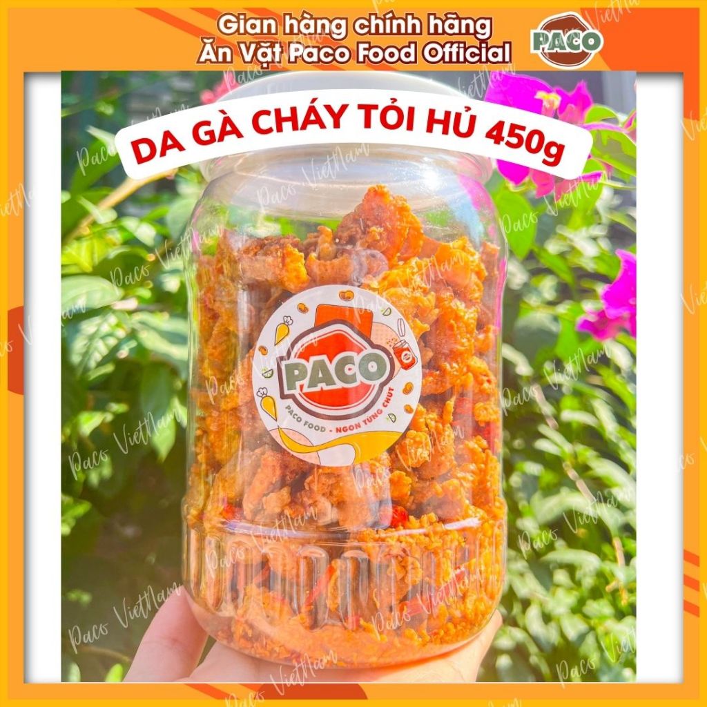 DA GÀ CHÁY TỎI THƠM VỊ BƠ GIÒN NGON CHUẨN VỊ PACO FOOD HỦ LỚN 450g