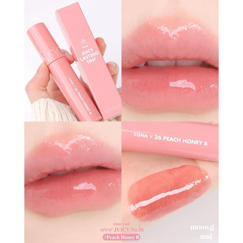 🍑 ROMANDxCOHA MÀU 36 🐝SON TINT BÓNG ROMAND LASTING TINT PEACH HONEY B 5.5G