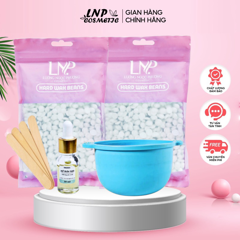 Combo 200gr sáp wax lông nóng [FREESHIP] kèm chén và 10ml mỡ trăn giúp triệt lông tay chân , nách , râu,bikini