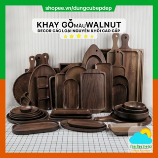 Khay Gỗ Walnut Các Loại Nguyên Khối Cao Cấp. Khay Decor Màu Óc Chó, Phục Vụ Quán Cafe, Trà, Nhà Hàng, Khách Sạn Độc Đáo